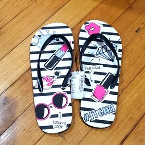 Stylish Black and Pink Kids Flip Flops